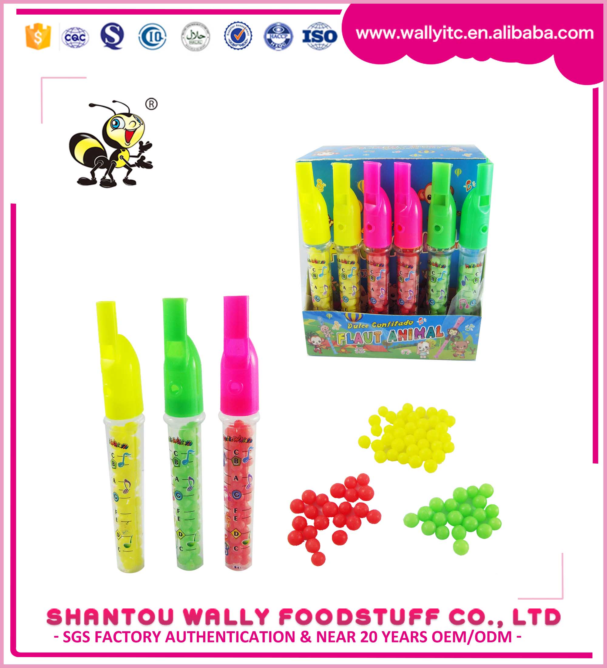 Colorful Flute With Compressed Candy Toy Candy
